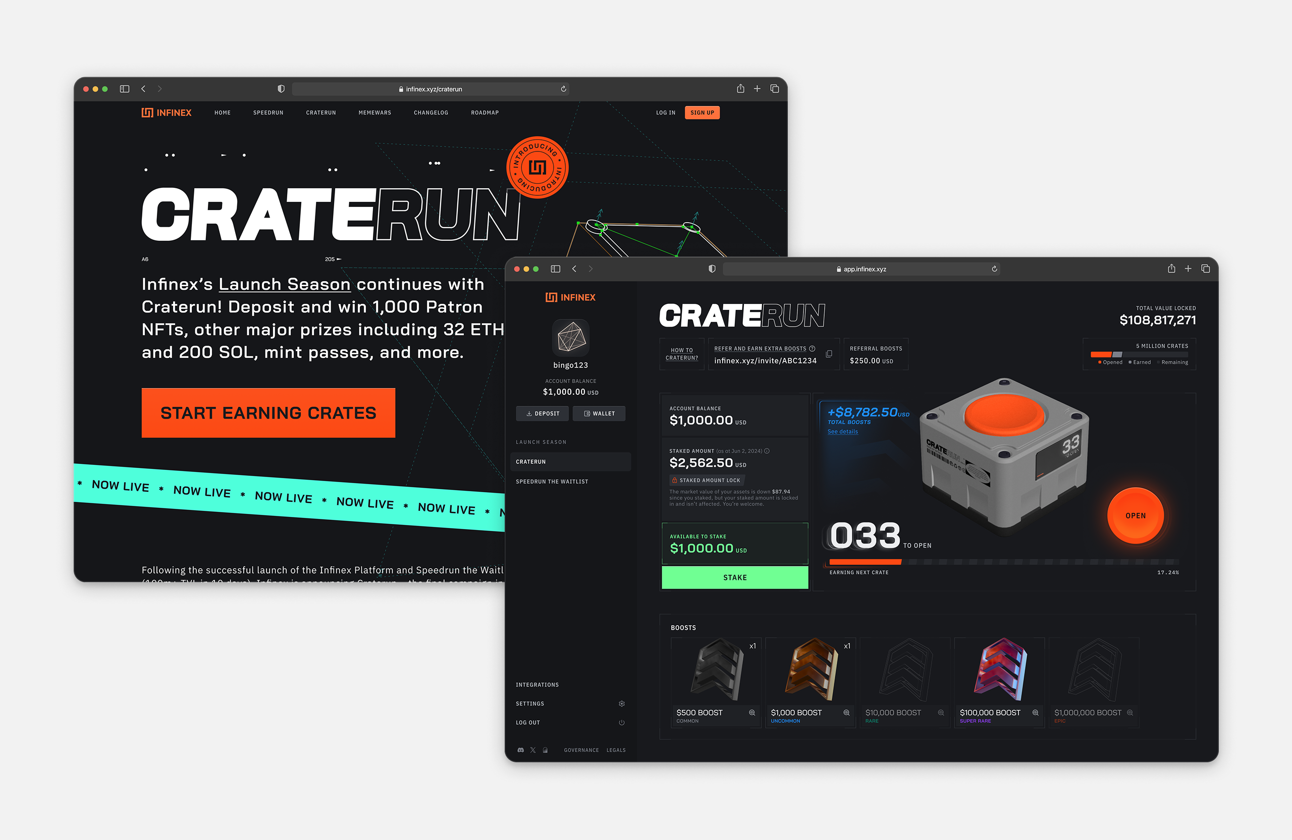 Craterun main UI
